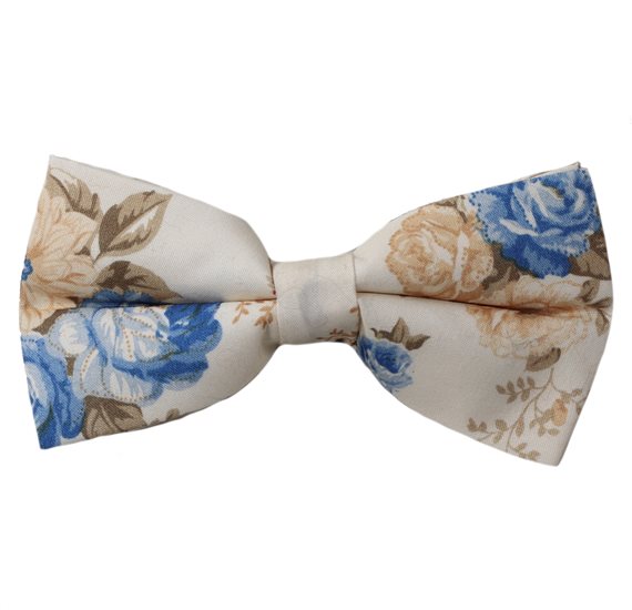 Papillon Beige con Fiori Cammello e Blu