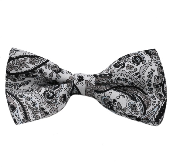 Papillon Bianco in Cashmere Nero e Grigio