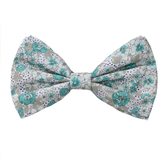 Papillon Bianco con Fiori Turchese