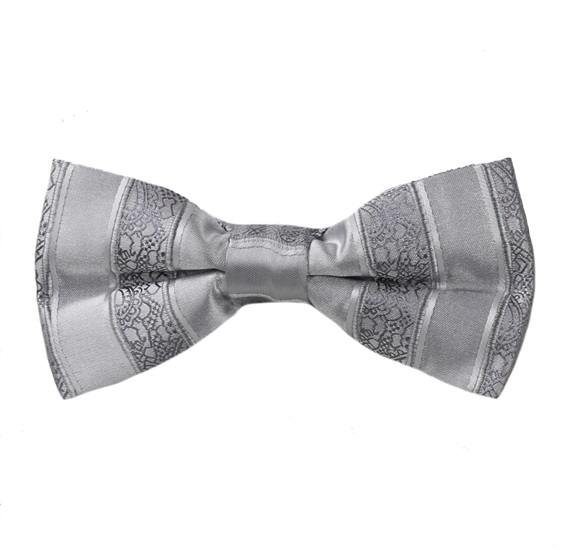Papillon Grigio Perla a Righe Broccato