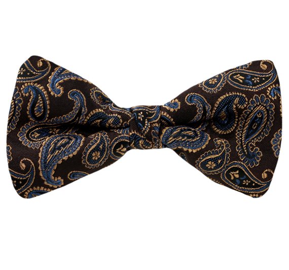 Papillon Marrone Design Paisley Blu