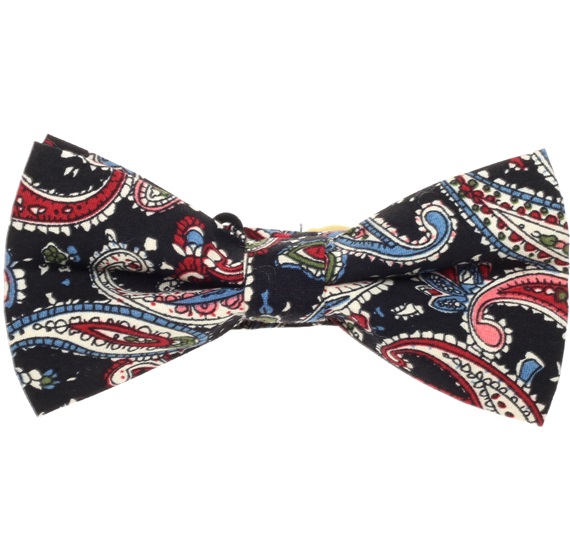 Papillon Nero in Cashmere Granato e Blu