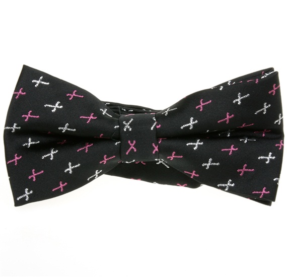 Papillon Nero con Croci Argentate e Rose