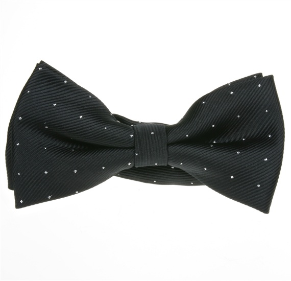 Papillon Nero Elegante Pois Argento