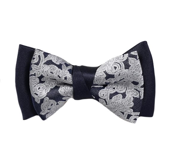 Papillon Bambino Blu Navy Broccato Grigio