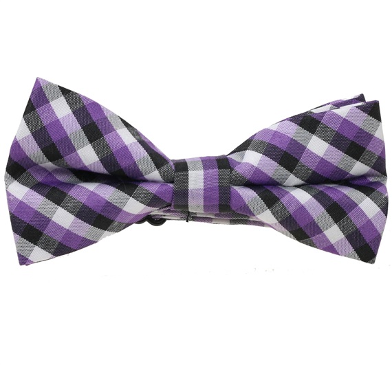 Papillon Bambino Quadretti Vichy Nero e Viola