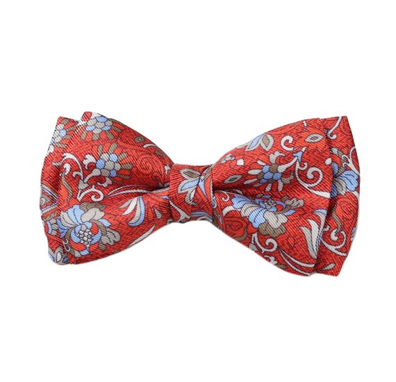 Papillon Bambino in Seta Color Mattone con Fiori Paisley