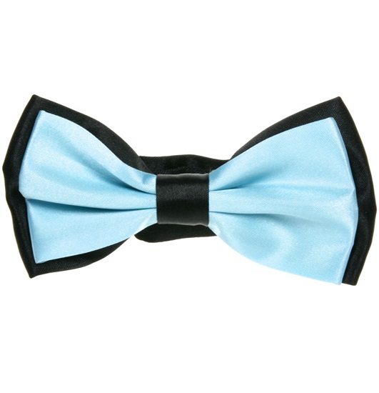 Papillon Bicolore in Raso Blu Cielo e Nero