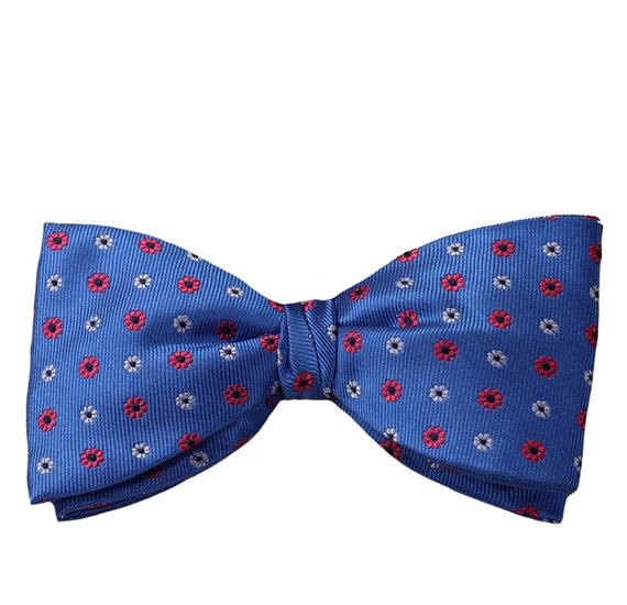 Papillon in Seta Blu Francia Fiori Corallo