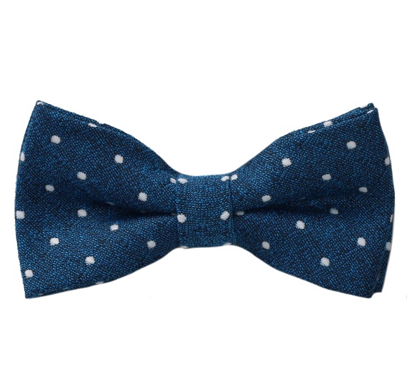 Papillon e Fazzoletto Blu Cobalto con Pois Bianchi