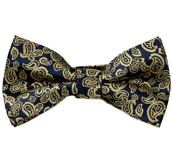 Papillon e Fazzoletto Blu Navy con Cashmere Dorato
