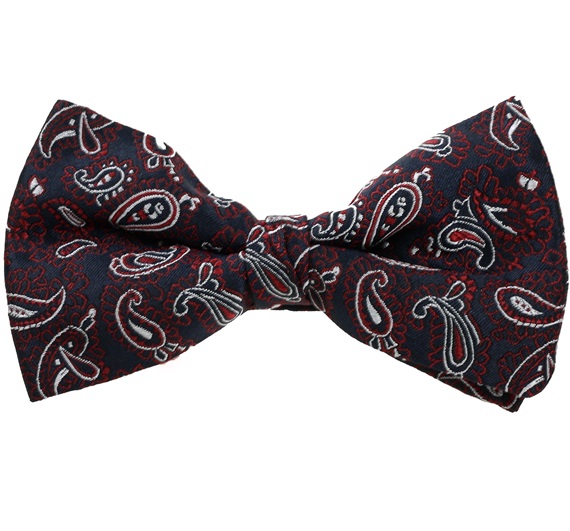 Papillon e Fazzoletto Blu Navy con Cashmere Bordeaux