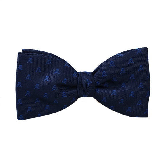 Papillon e Fazzoletto Blu Navy con Teschi