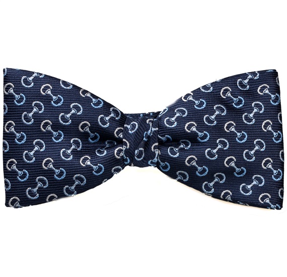 Papillon e Fazzoletto Blu Navy con Stampa Briglie Equestri