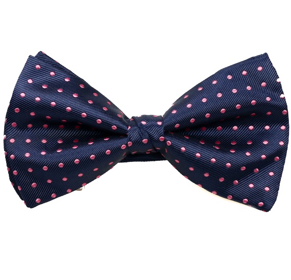 Papillon e Fazzoletto Blu Navy a Pois Fucsia