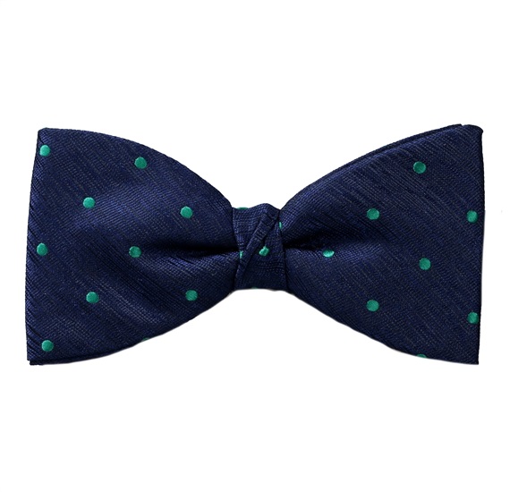 Papillon e Fazzoletto Blu Navy a Pois Verdi