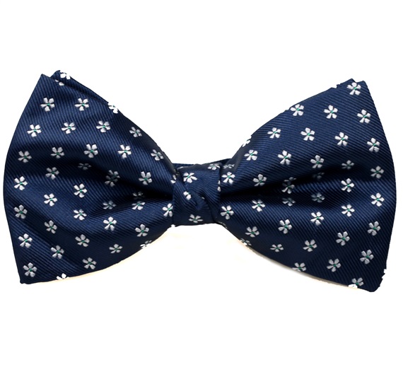 Papillon e Fazzoletto Blu Navy con Margherite