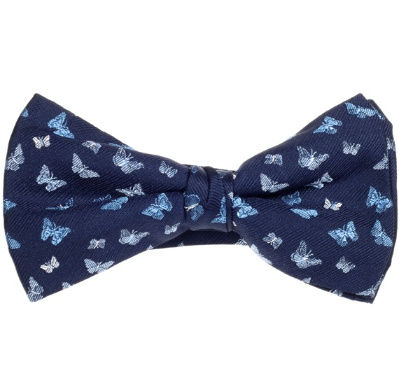 Papillon e Fazzoletto Blu Scuro con Farfalle