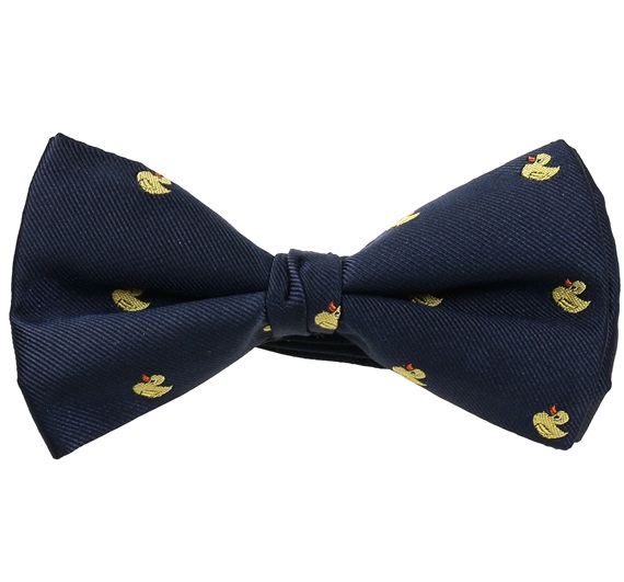 Papillon e Fazzoletto Blu Navy con Anatre Gialle