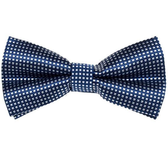 Papillon e Fazzoletto Blu Navy a Quadretti Bianchi