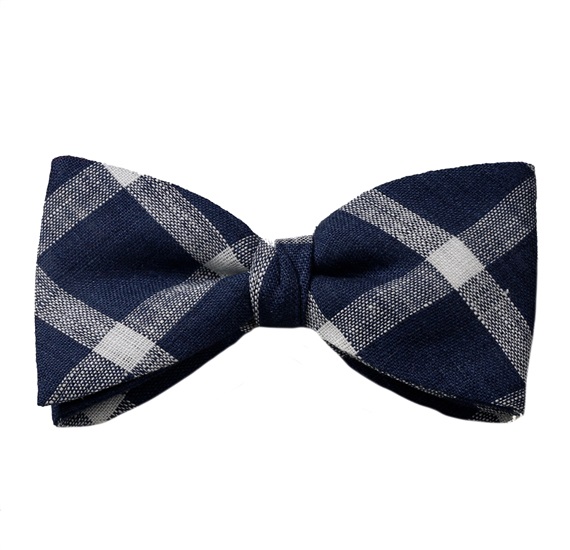 Papillon e Fazzoletto a Quadretti Blu Navy