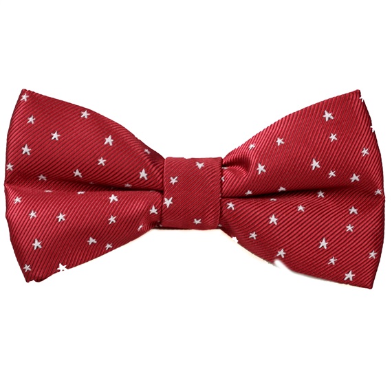 Papillon e Fazzoletto Bordeaux con Stelle Bianche