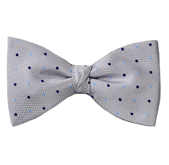 Papillon e Fazzoletto Grigio a Pois Blu