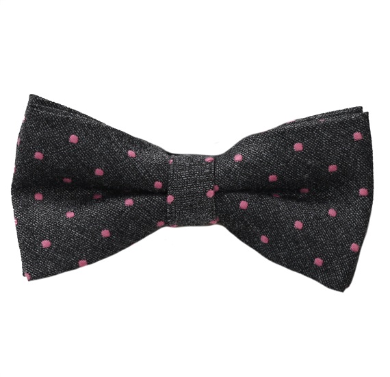 Papillon e Fazzoletto Grigio con Pois Rosa