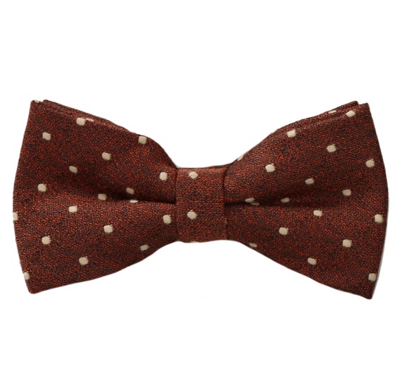 Papillon e Fazzoletto Marrone a Pois Beige