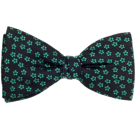 Papillon e Fazzoletto Nero con Fiori Verdi
