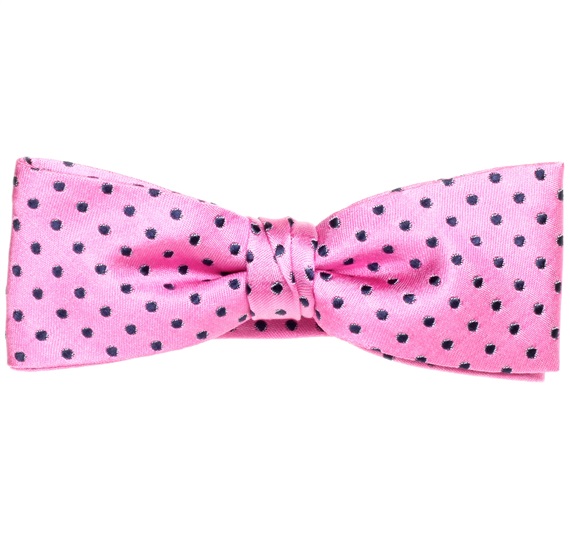 Papillon e Fazzoletto Bambino in Seta Rosa con Pois Neri