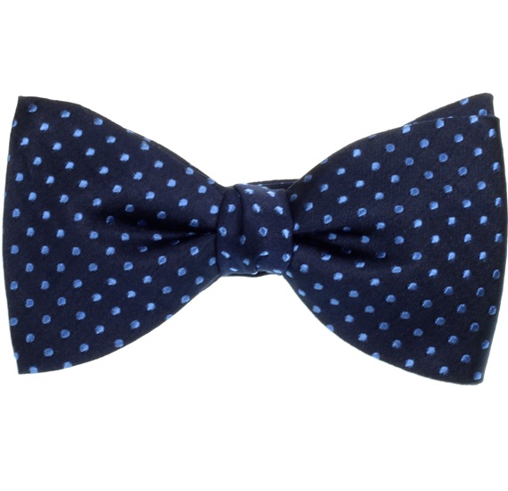 Papillon e Fazzoletto in Seta Blu a Pois Celesti