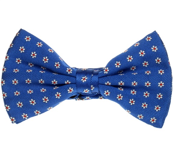 Papillon e Fazzoletto in Seta Blu Margherite