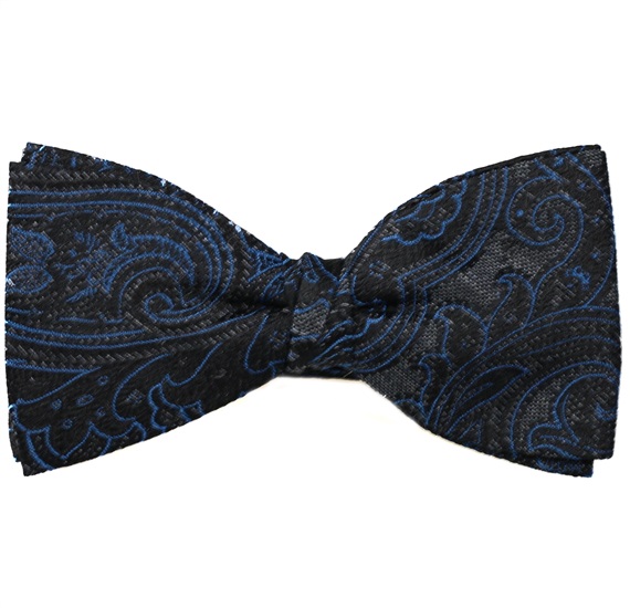 Papillon e Fazzoletto in Seta Grigia Cashmere Nero