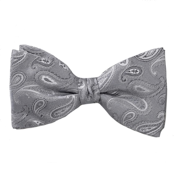 Papillon e Fazzoletto in Seta Grigia con Cashmere Grigio