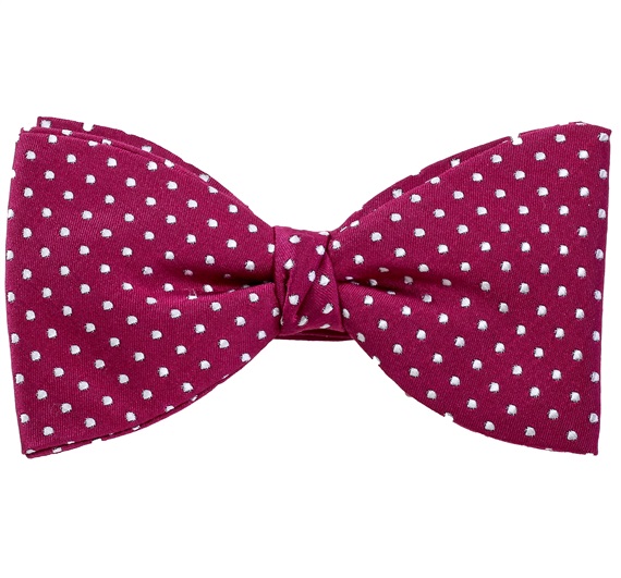 Papillon e Fazzoletto in Seta Magenta a Pois Bianchi