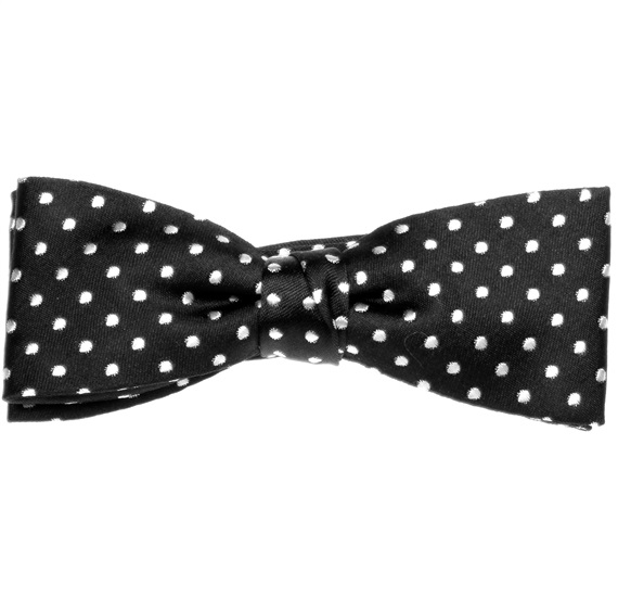 Papillon e Fazzoletto in Seta Bambino Nero a Pois Bianchi