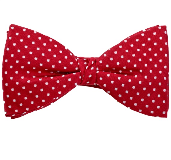 Papillon e Fazzoletto in Seta Rossa a Pois Bianchi