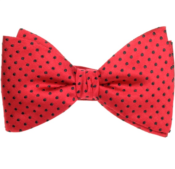Papillon e Fazzoletto in Seta Rosso a Pois Neri