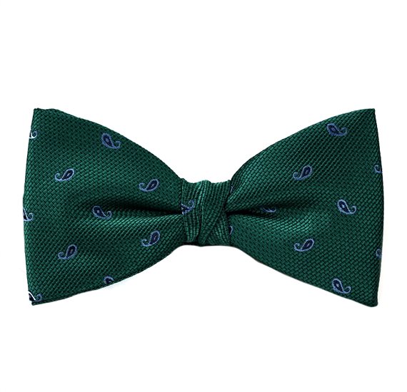 Papillon e Fazzoletto Verde Scuro Paisley Blu