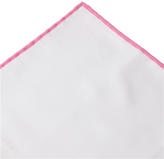 Fazzoletto da taschino in cotone bianco e rosa