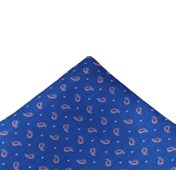 Fazzoletto Taschino Blu Francia Paisley Fucsia