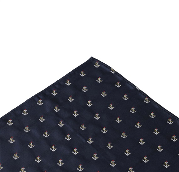 Fazzoletto Taschino Blu Navy Ancore