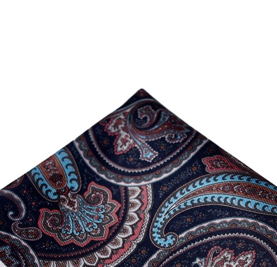 Fazzoletto da Taschino Paisley Blu Marrone