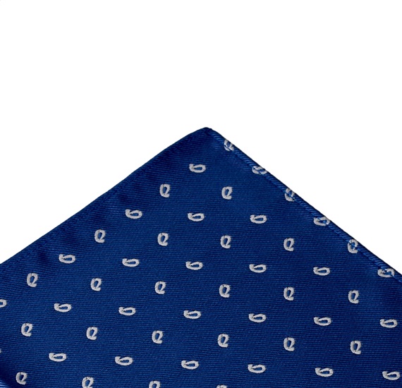 Fazzoletto Taschino Blu Cachemire Bianco