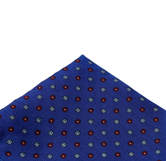 Fazzoletto da Taschino Blu con Fiori Bordeaux