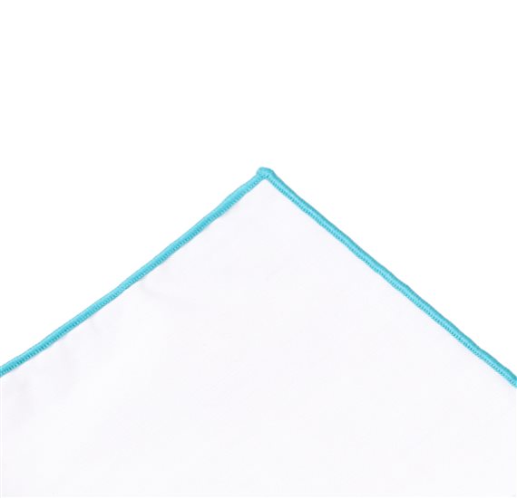 Fazzoletto da Taschino Bianco e Turchese Scuro