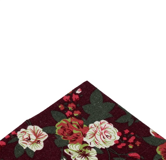 Fazzoletto da Taschino Bordeaux con Fiori