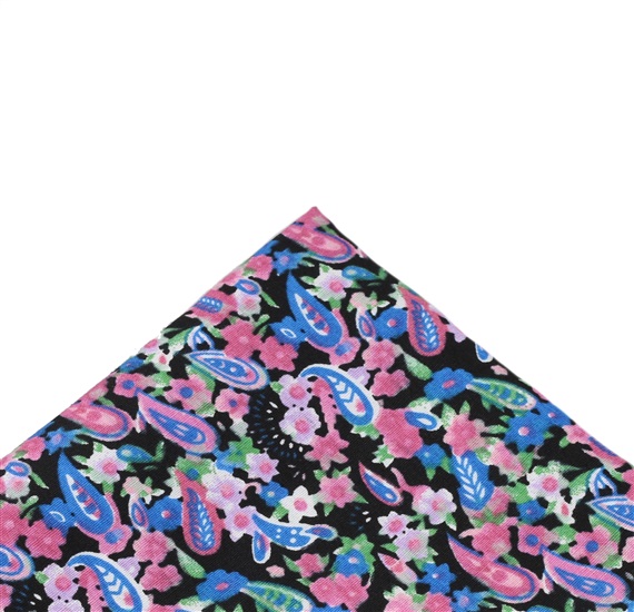 Fazzoletto Taschino Fiori e Cashmere Blu