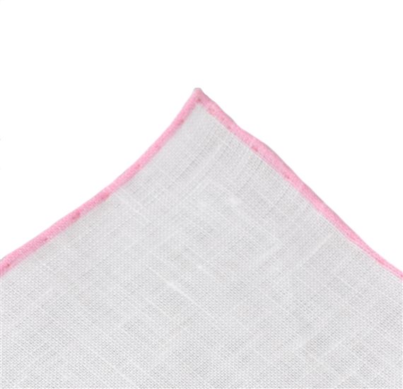 Fazzoletto da Taschino in Lino Bianco e Rosa